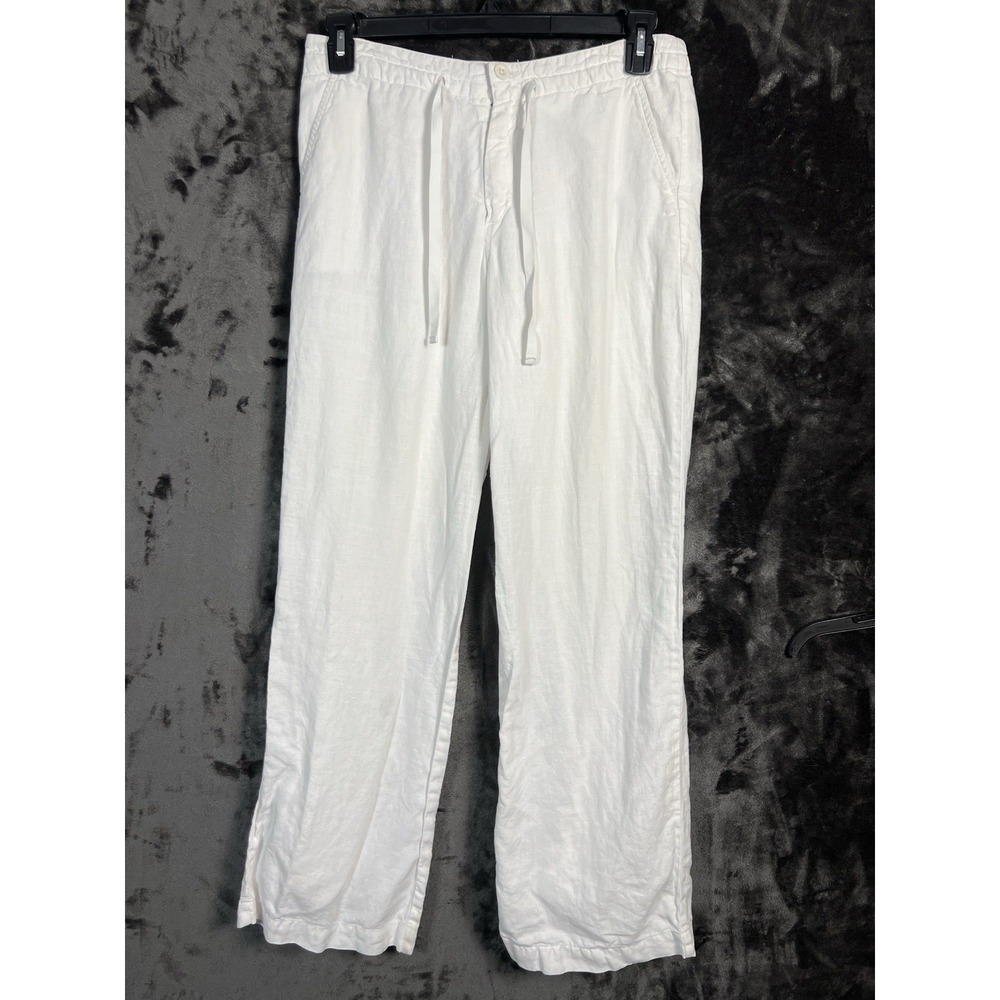GAP Women's Size 8‎ White Linen Drawstring Pants Elastic Waist Beach